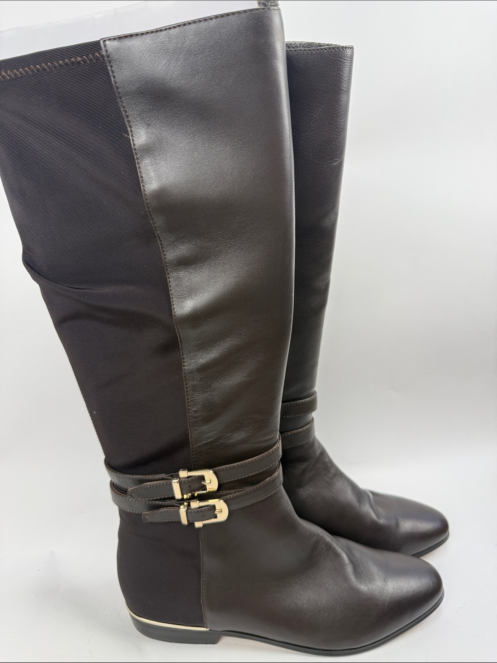 WHBM Alexa Flat Stretch Brown Riding Boots Size 9 NWOT
